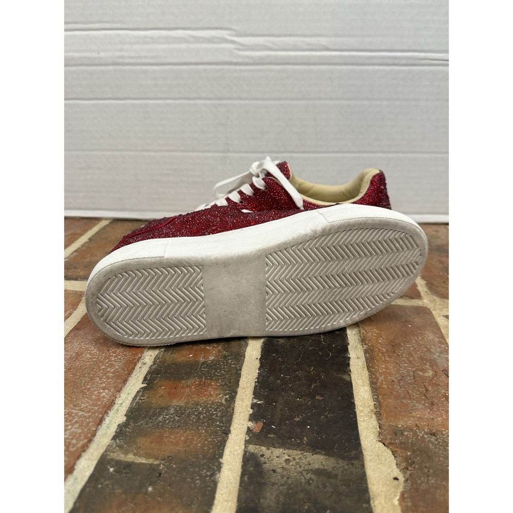 Betsey Johnson Platform Sneakers Red Rhinestone White Details Bling Women's 6 - Picture 8 of 8